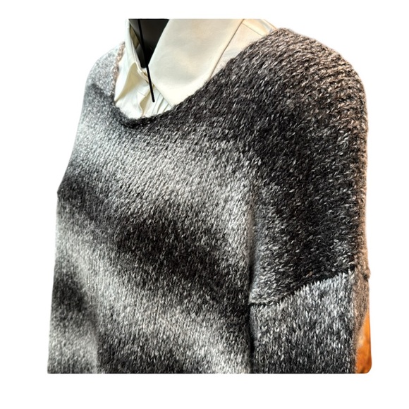 OLIVIA M. Black & silver long scooped neck sweater, S, EUC - Picture 3 of 10